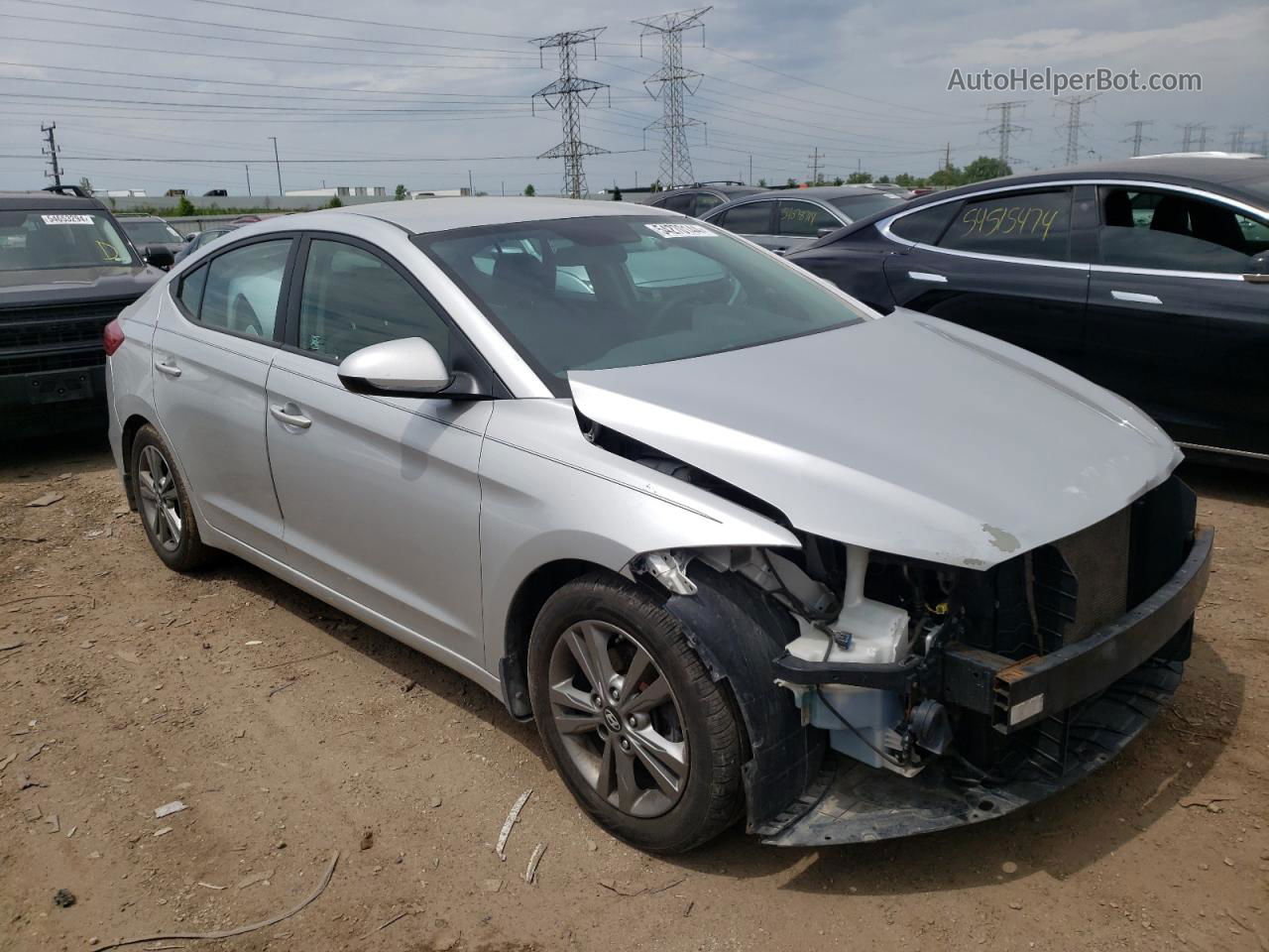 2018 Hyundai Elantra Sel Silver vin: 5NPD84LF9JH224681