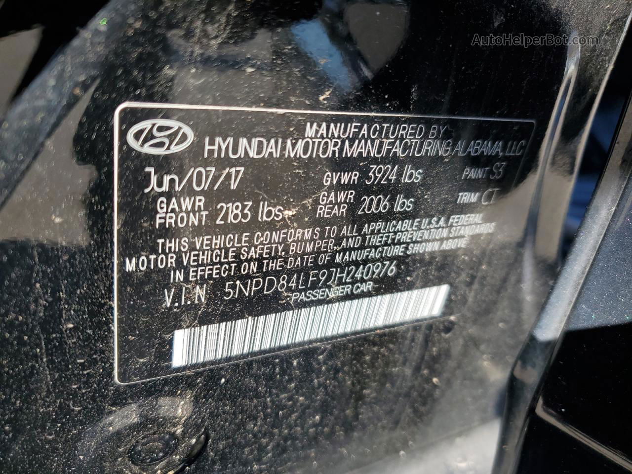 2018 Hyundai Elantra Sel Черный vin: 5NPD84LF9JH240976