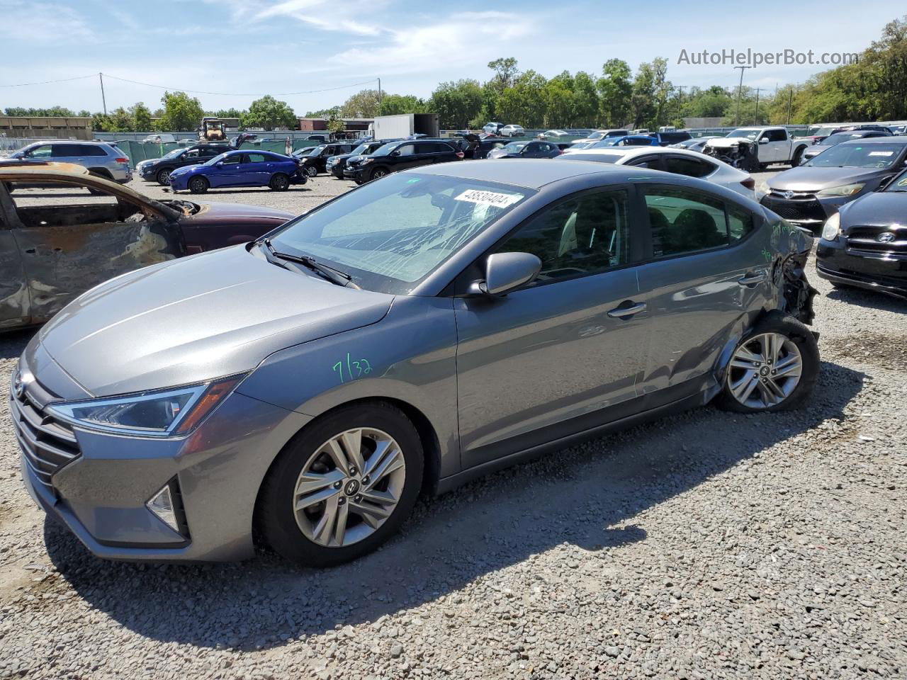 2019 Hyundai Elantra Sel Gray vin: 5NPD84LFXKH490227