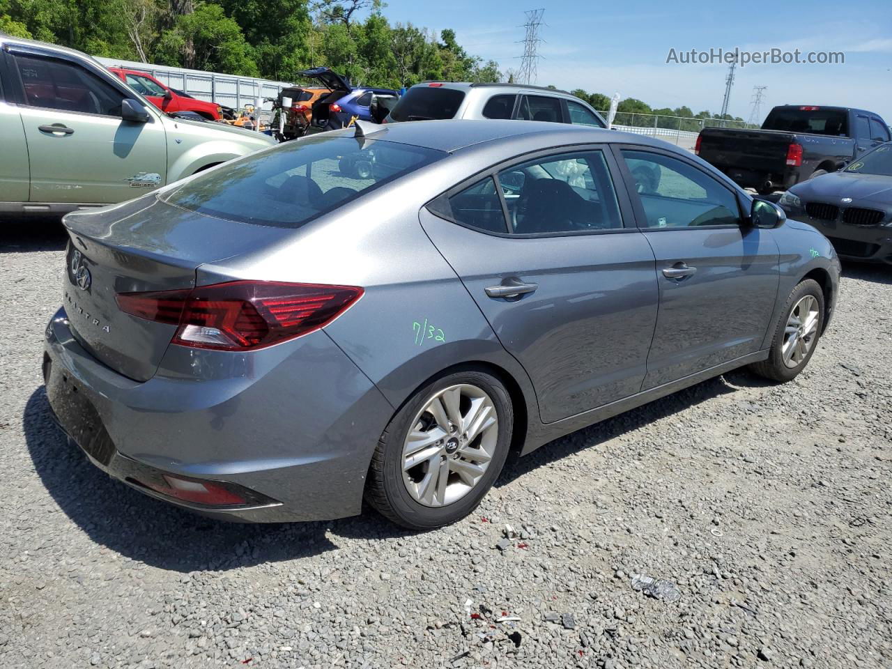 2019 Hyundai Elantra Sel Gray vin: 5NPD84LFXKH490227