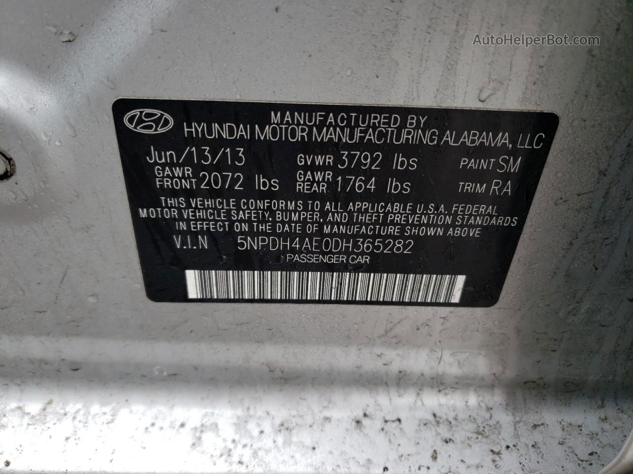 2013 Hyundai Elantra Gls Silver vin: 5NPDH4AE0DH365282