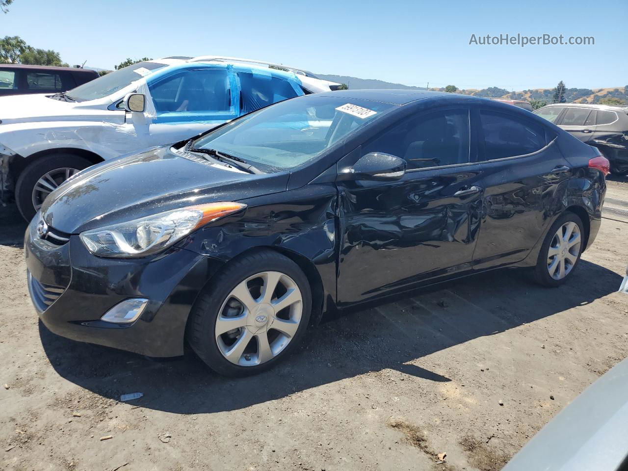 2013 Hyundai Elantra Gls Black vin: 5NPDH4AE0DH376928