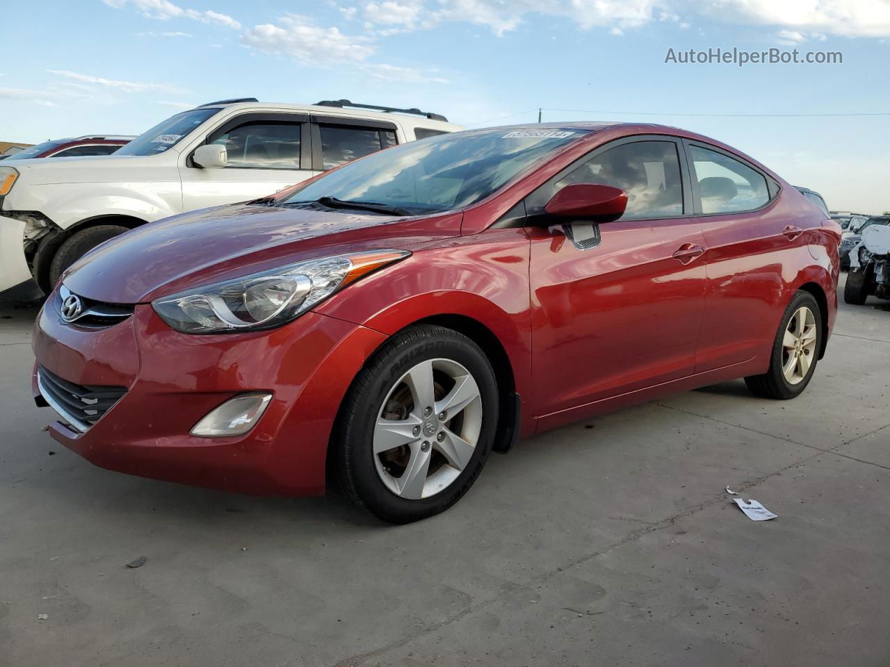 2013 Hyundai Elantra Gls Red vin: 5NPDH4AE0DH389842