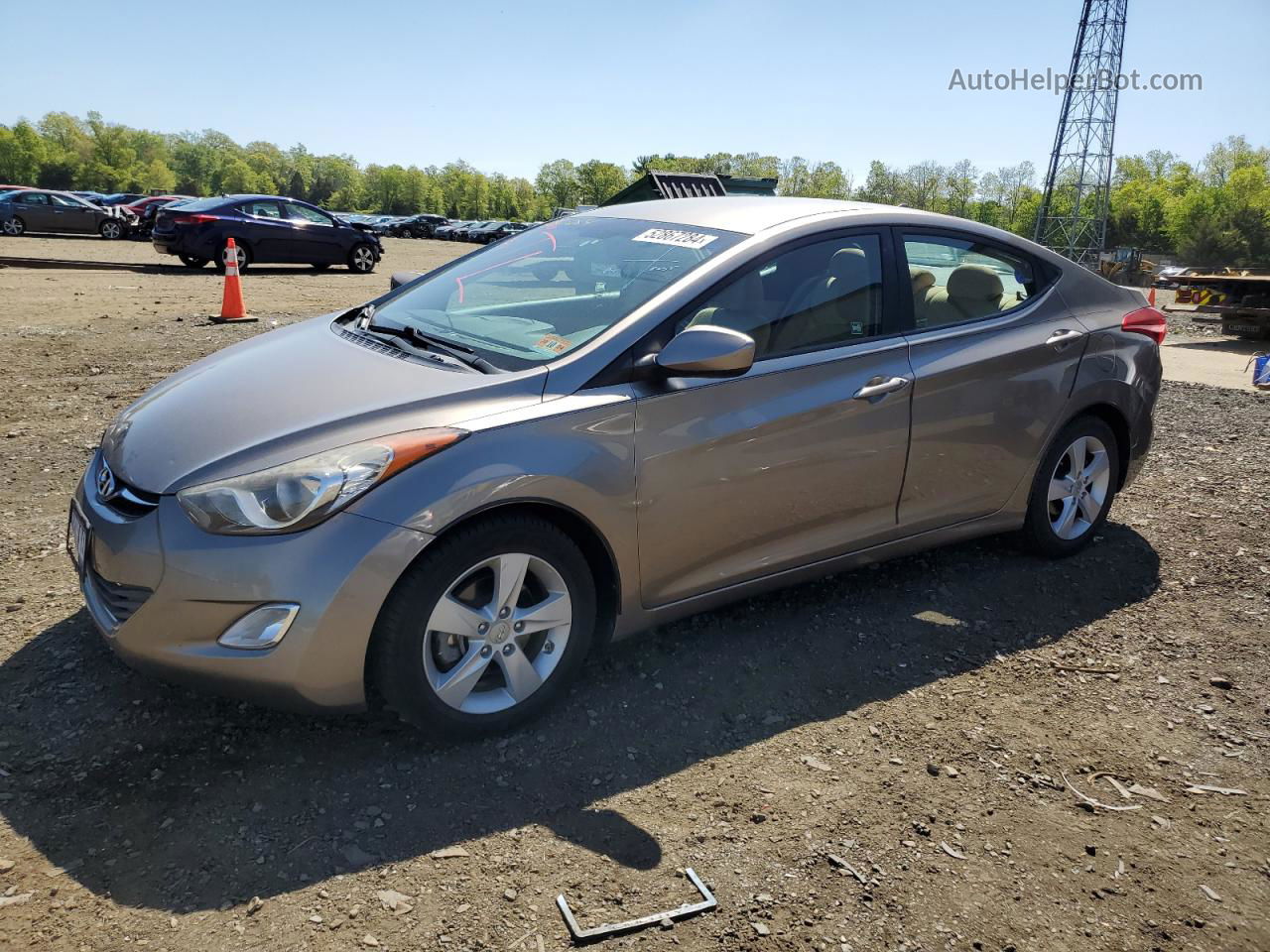 2013 Hyundai Elantra Gls Beige vin: 5NPDH4AE0DH434634