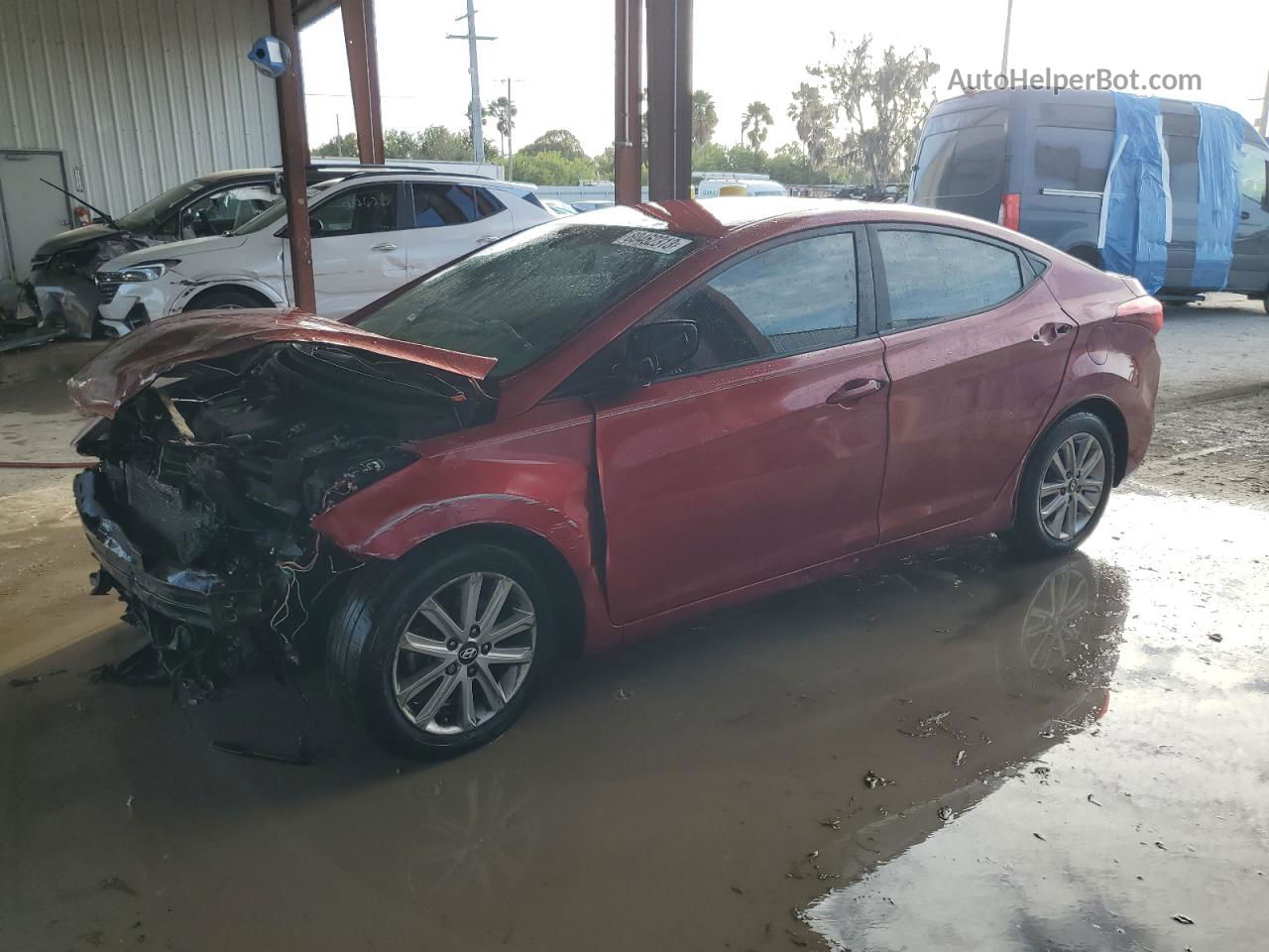 2014 Hyundai Elantra Se Burgundy vin: 5NPDH4AE0EH495385