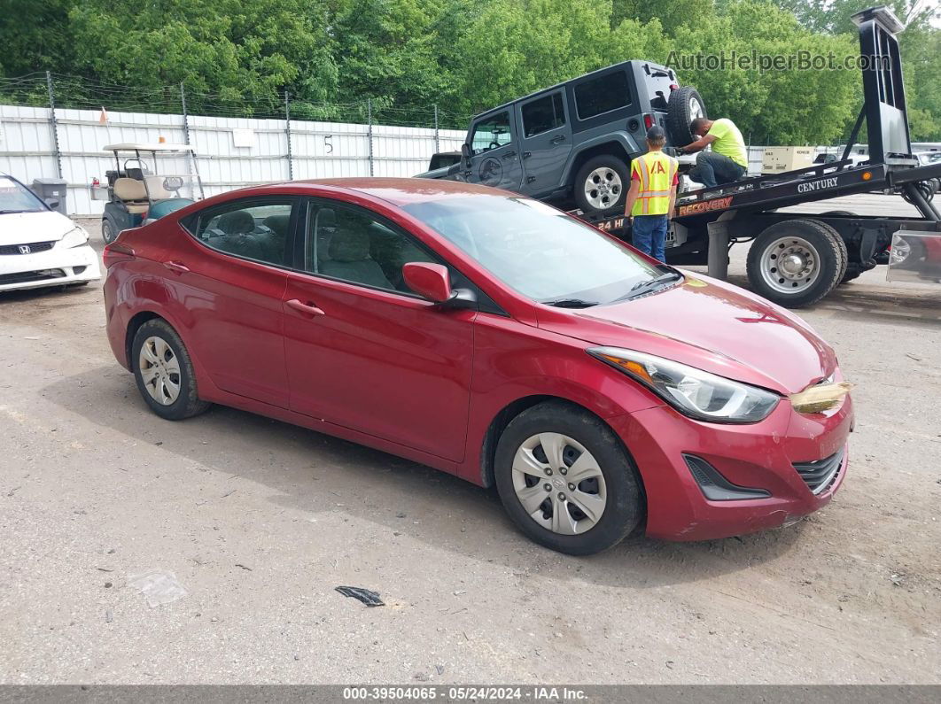 2016 Hyundai Elantra Se Red vin: 5NPDH4AE0GH703042