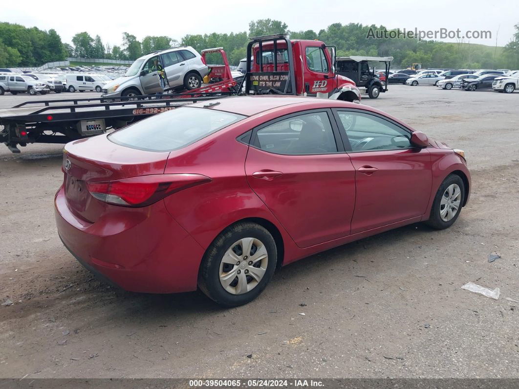 2016 Hyundai Elantra Se Red vin: 5NPDH4AE0GH703042