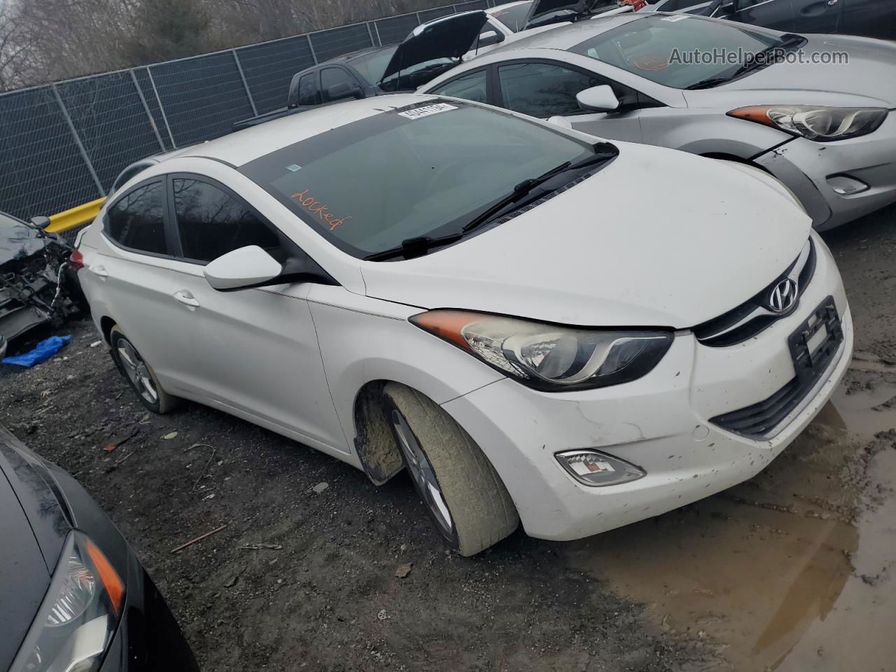 2013 Hyundai Elantra Gls White vin: 5NPDH4AE1DH338057