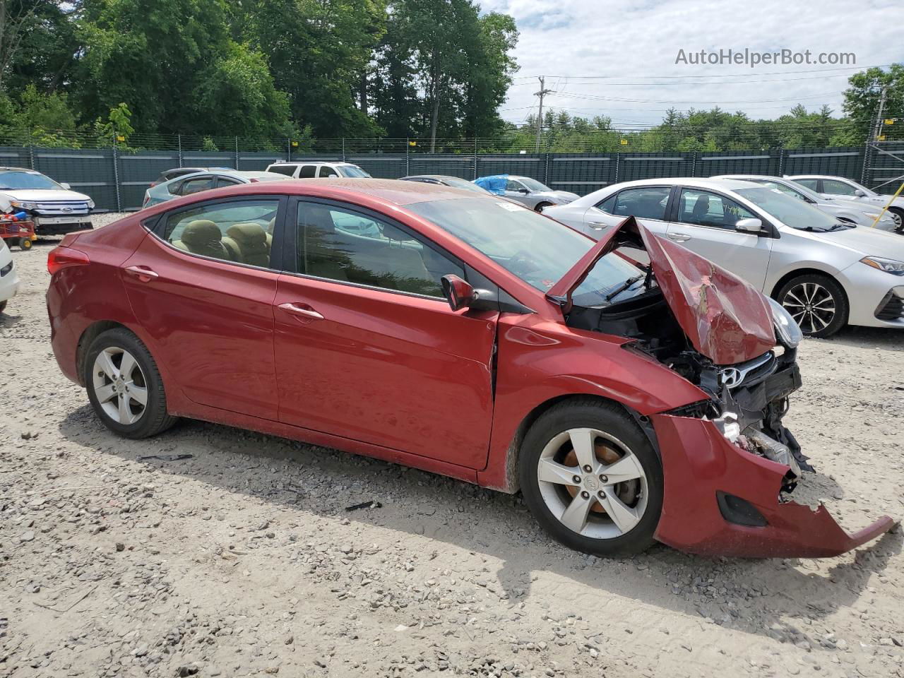 2013 Hyundai Elantra Gls Red vin: 5NPDH4AE1DH352556