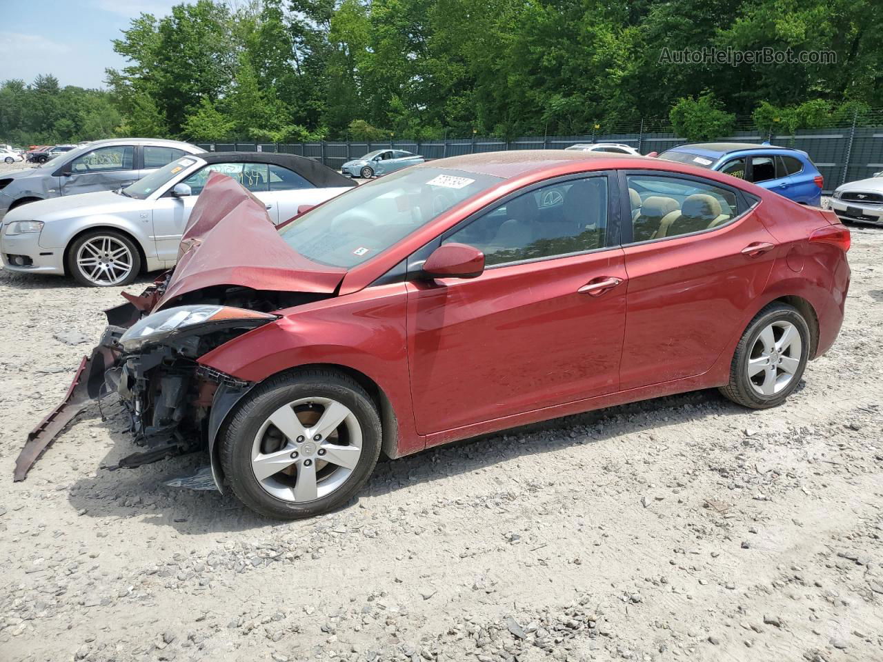 2013 Hyundai Elantra Gls Red vin: 5NPDH4AE1DH352556