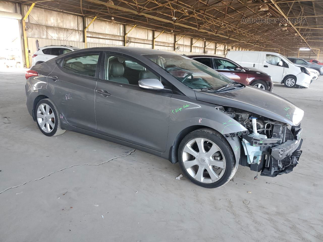 2013 Hyundai Elantra Gls Gray vin: 5NPDH4AE1DH380714