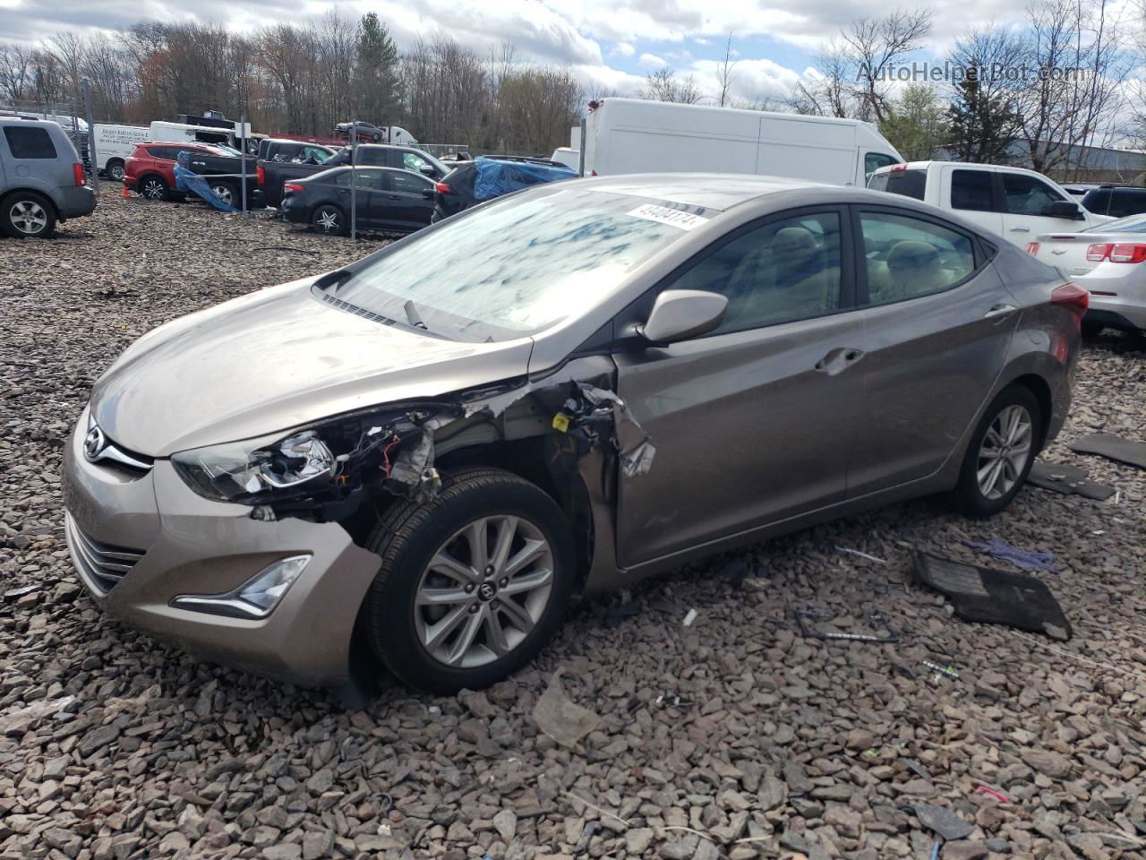 2014 Hyundai Elantra Se Beige vin: 5NPDH4AE1EH485397