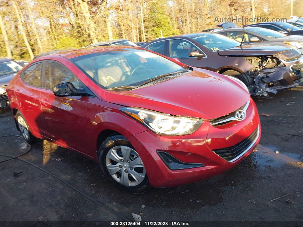 2016 Hyundai Elantra Se Red vin: 5NPDH4AE1GH721095