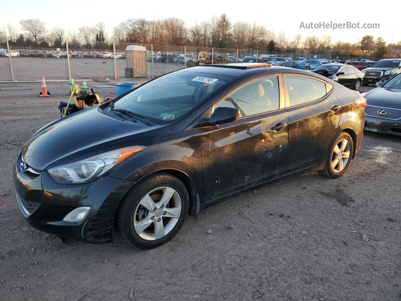 2013 Hyundai Elantra Gls Black vin: 5NPDH4AE2DH179727