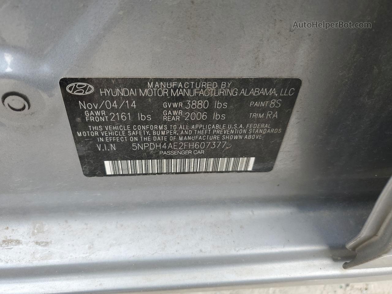 2015 Hyundai Elantra Se Серебряный vin: 5NPDH4AE2FH607377