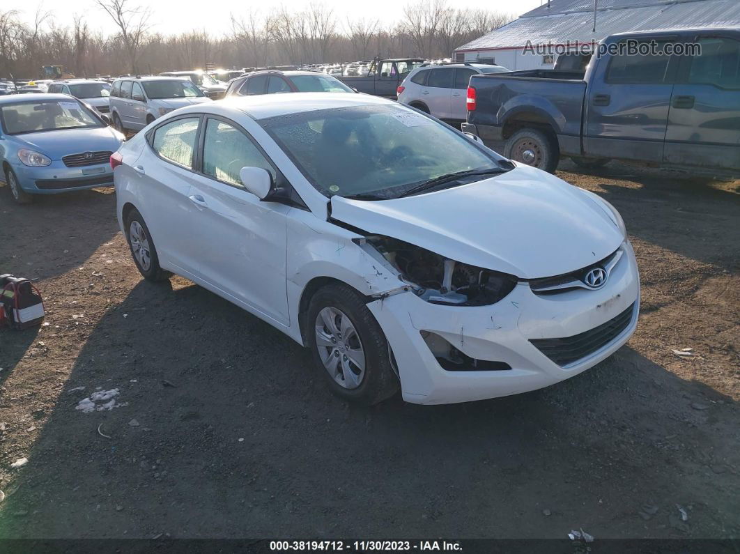 2016 Hyundai Elantra Se White vin: 5NPDH4AE3GH700233