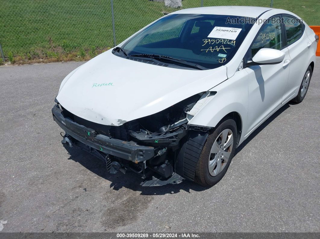 2016 Hyundai Elantra Se White vin: 5NPDH4AE3GH729361