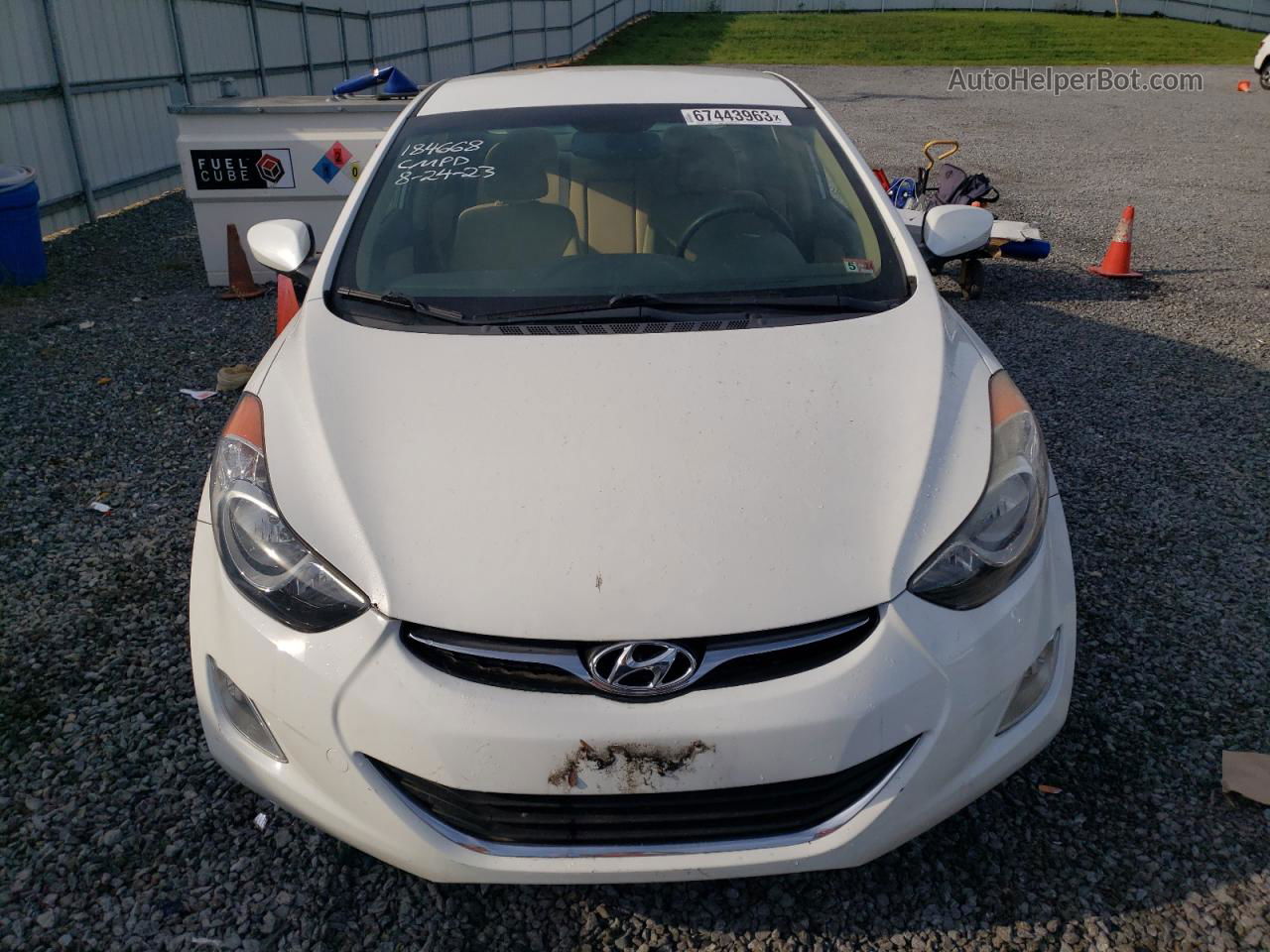 2013 Hyundai Elantra Gls White vin: 5NPDH4AE4DH184668