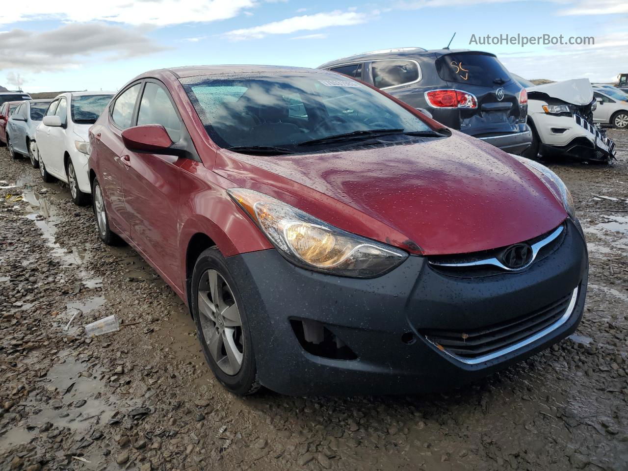 2013 Hyundai Elantra Gls Red vin: 5NPDH4AE4DH313752