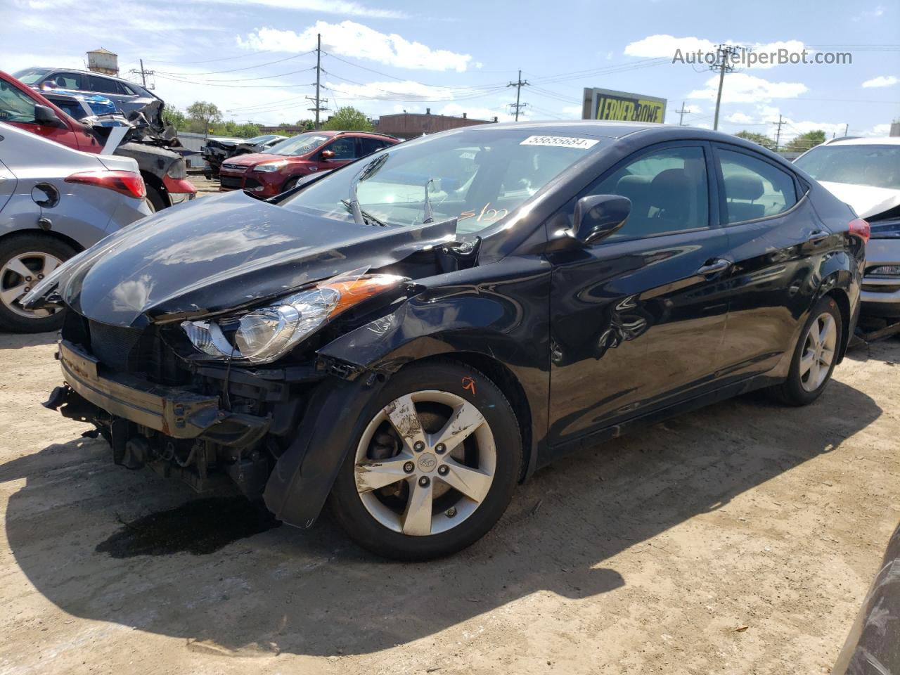 2013 Hyundai Elantra Gls Black vin: 5NPDH4AE4DH383798