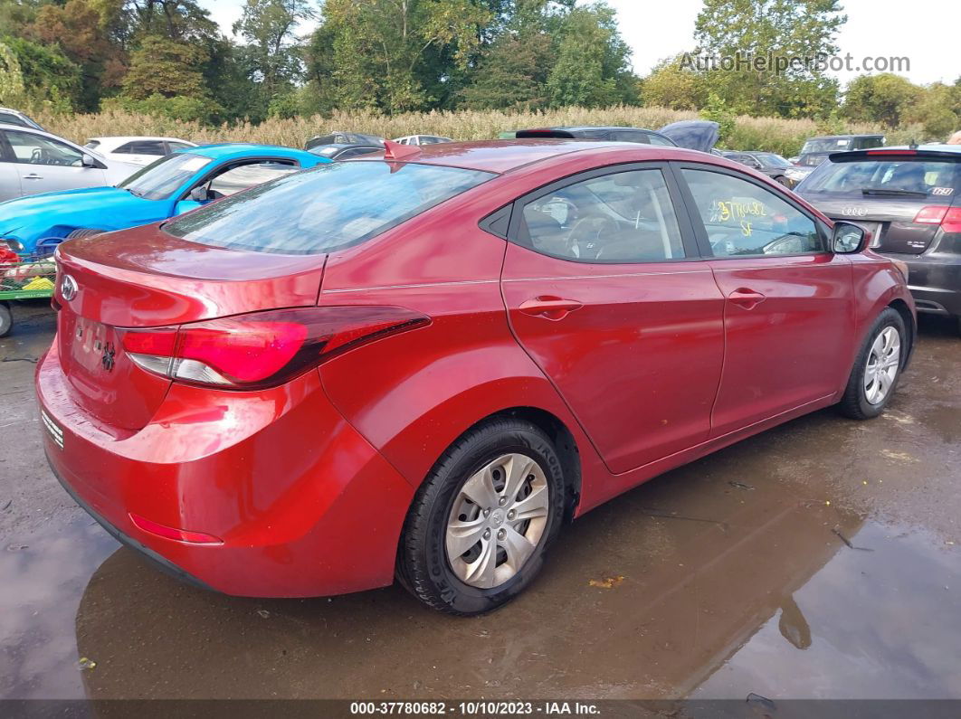 2016 Hyundai Elantra Se Red vin: 5NPDH4AE4GH733886