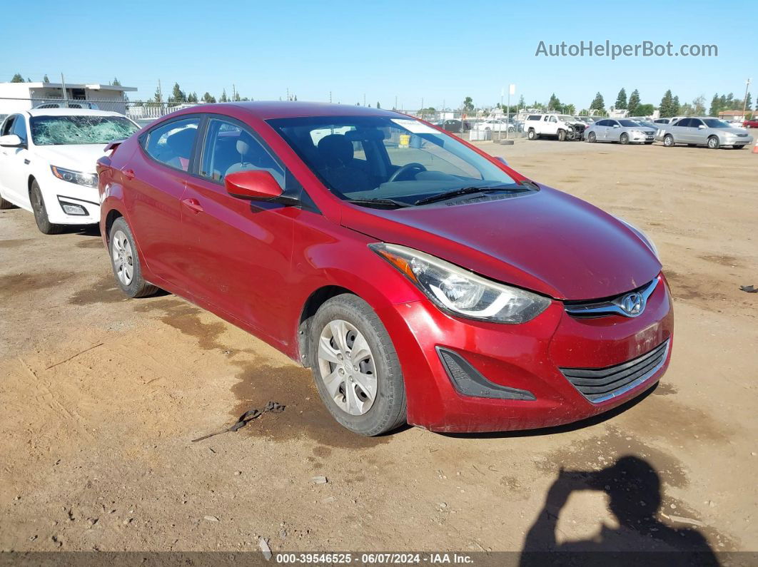 2016 Hyundai Elantra Se Красный vin: 5NPDH4AE4GH734374