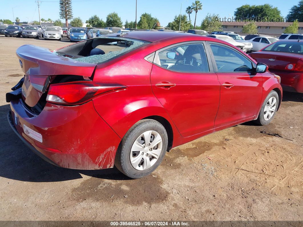 2016 Hyundai Elantra Se Red vin: 5NPDH4AE4GH734374