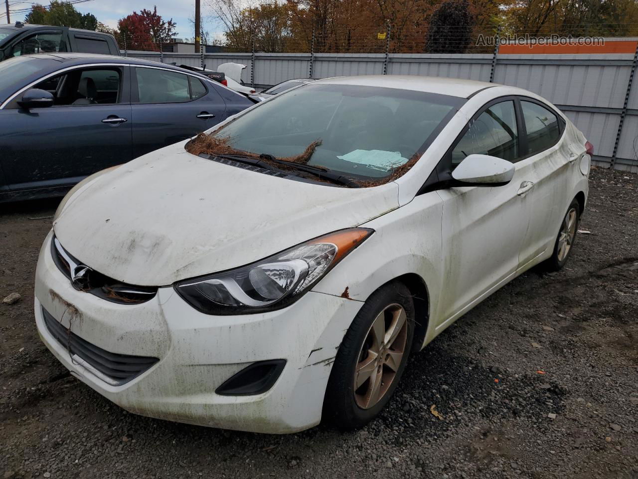 2013 Hyundai Elantra Gls White vin: 5NPDH4AE5DH263055