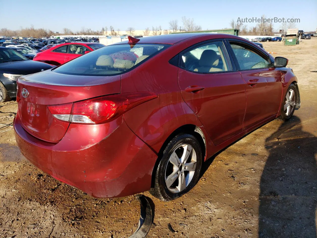 2013 Hyundai Elantra Gls Red vin: 5NPDH4AE5DH302520