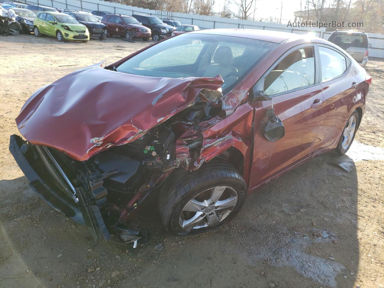 2013 Hyundai Elantra Gls Red vin: 5NPDH4AE5DH302520