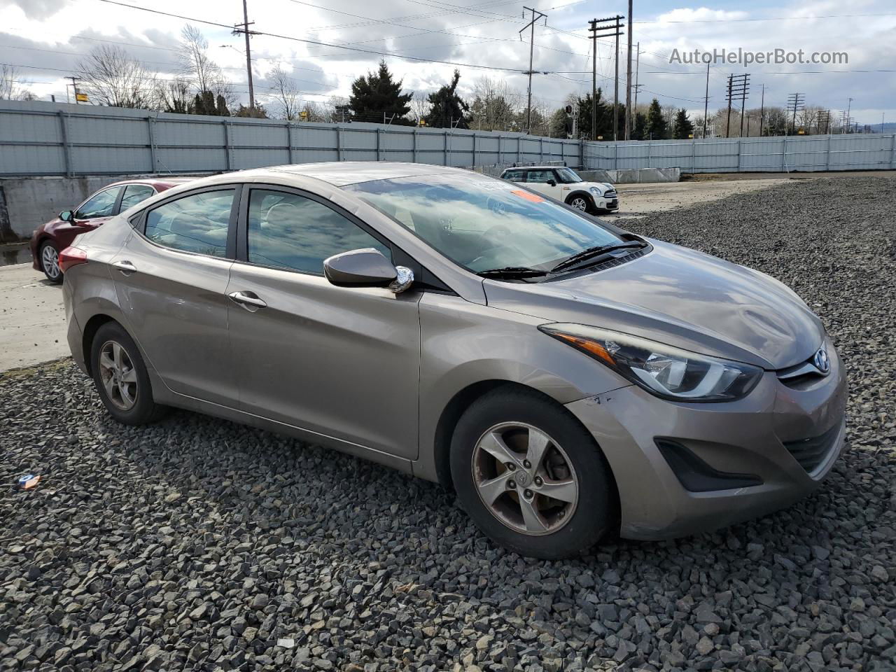 2014 Hyundai Elantra Se Beige vin: 5NPDH4AE5EH499917