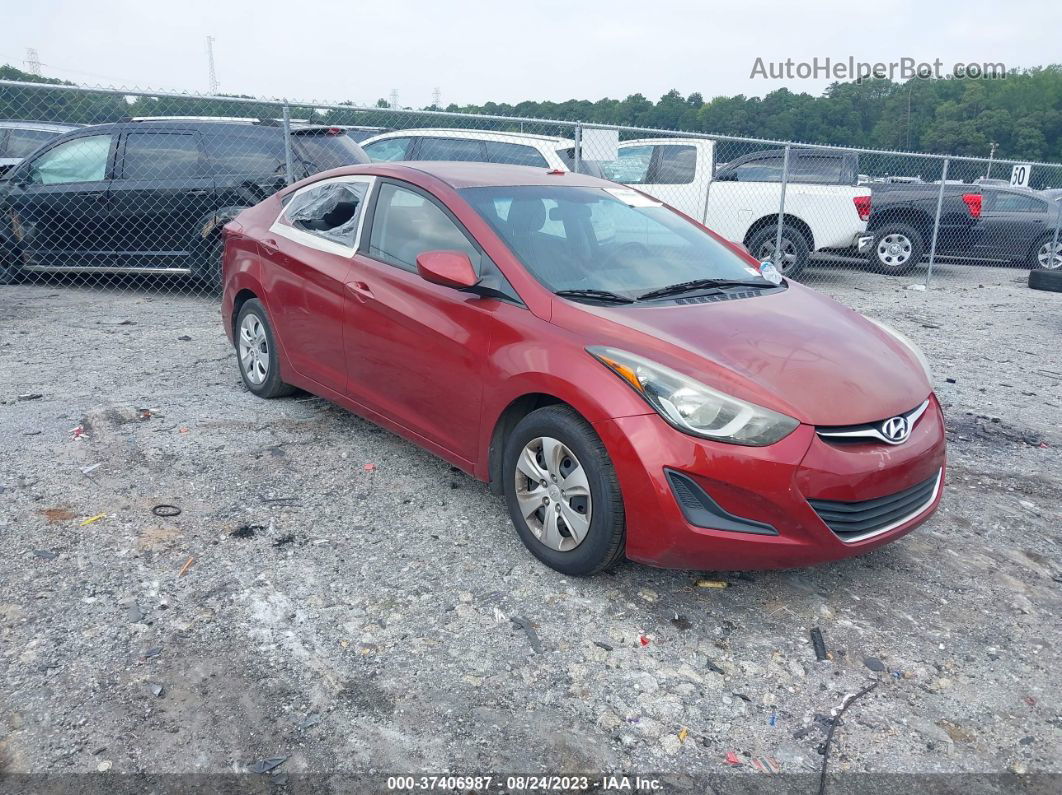 2016 Hyundai Elantra Se Red vin: 5NPDH4AE5GH734738