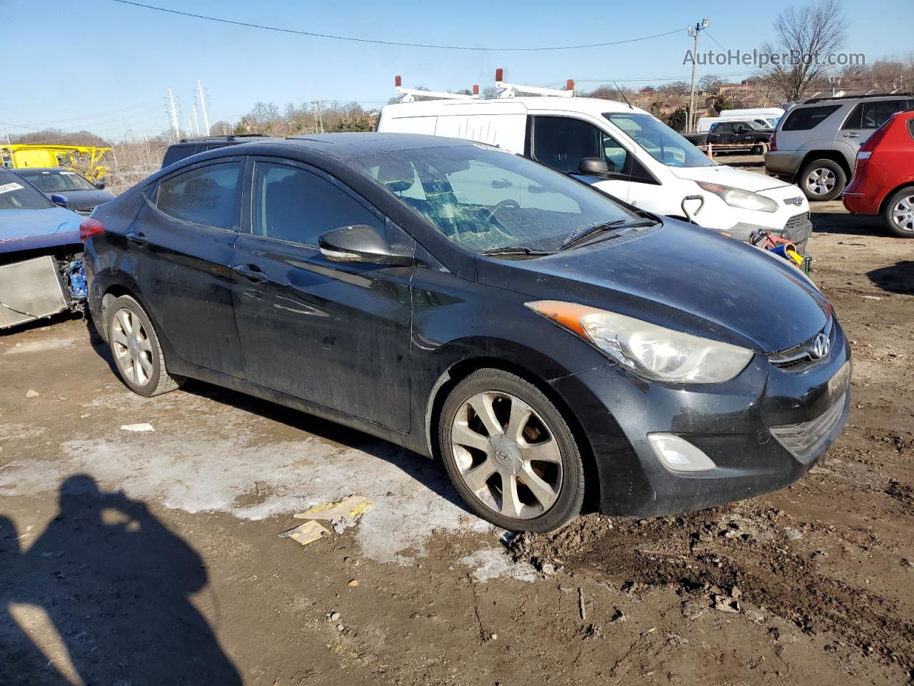 2011 Hyundai Elantra Gls Black vin: 5NPDH4AE6BH044411