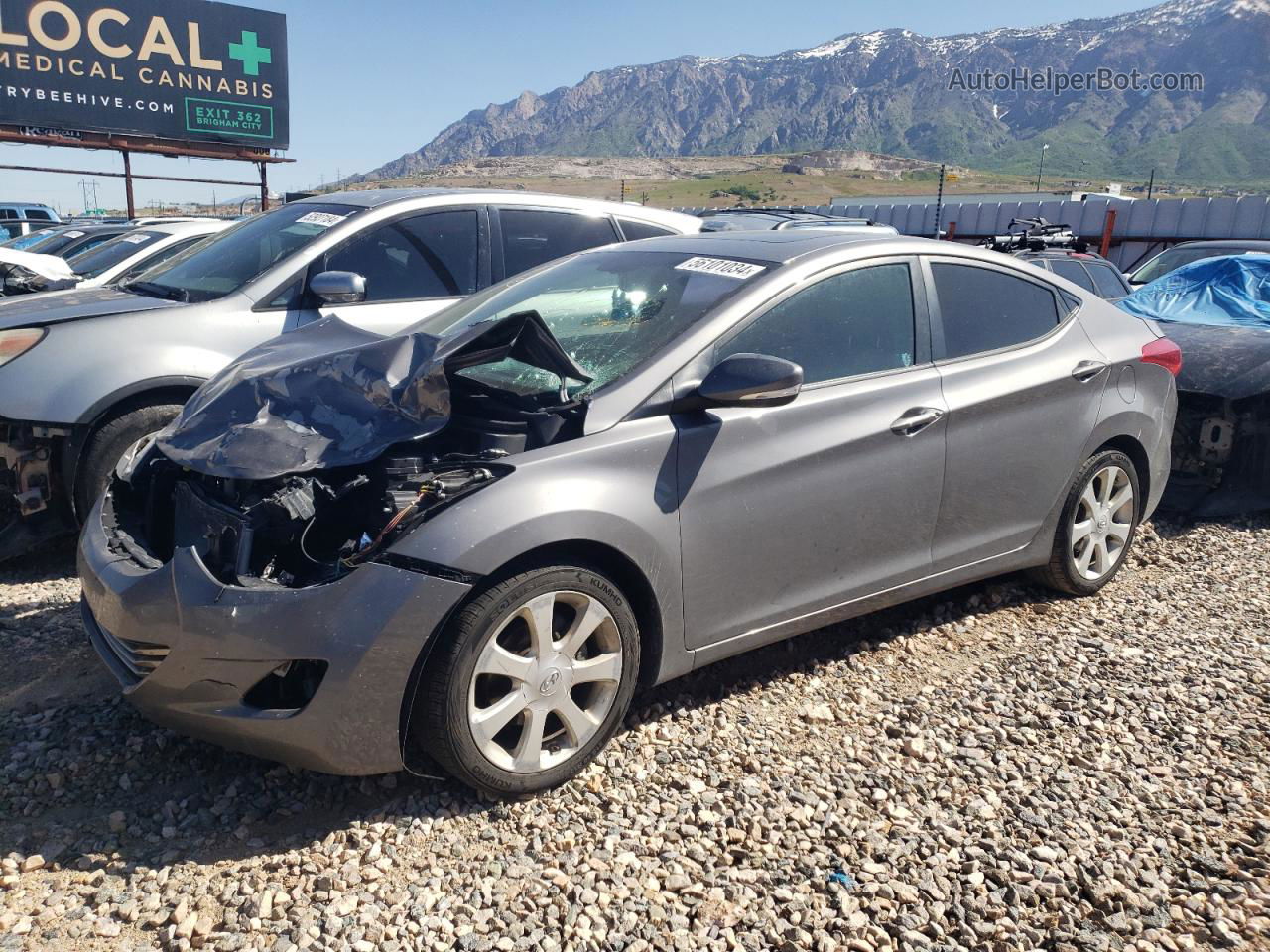 2011 Hyundai Elantra Gls Gray vin: 5NPDH4AE6BH075190