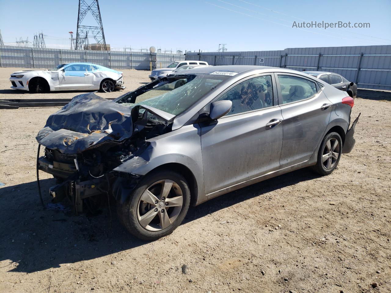 2013 Hyundai Elantra Gls Gray vin: 5NPDH4AE6DH290605