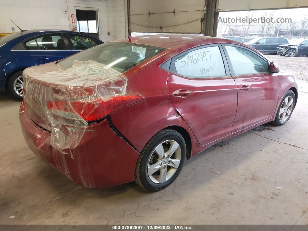 2013 Hyundai Elantra Gls Red vin: 5NPDH4AE6DH353704