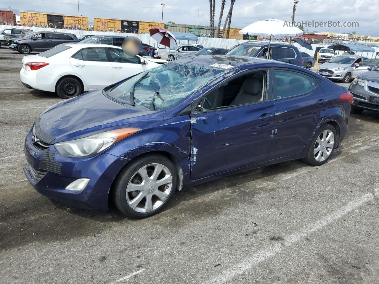 2013 Hyundai Elantra Gls Blue vin: 5NPDH4AE7DH183188