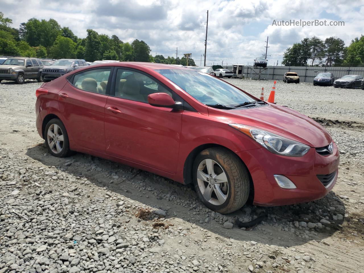 2013 Hyundai Elantra Gls Red vin: 5NPDH4AE7DH274395