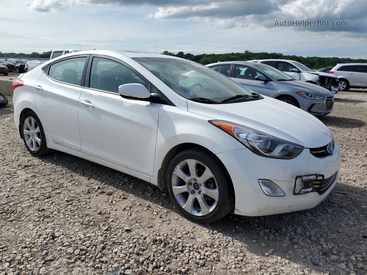 2013 Hyundai Elantra Gls White vin: 5NPDH4AE7DH406104