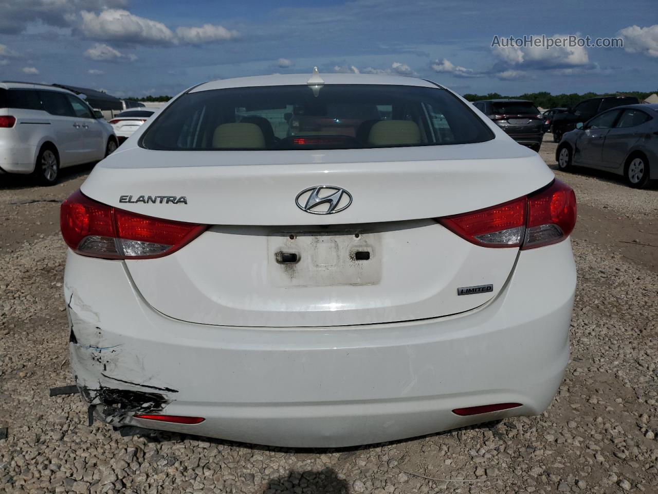 2013 Hyundai Elantra Gls White vin: 5NPDH4AE7DH406104