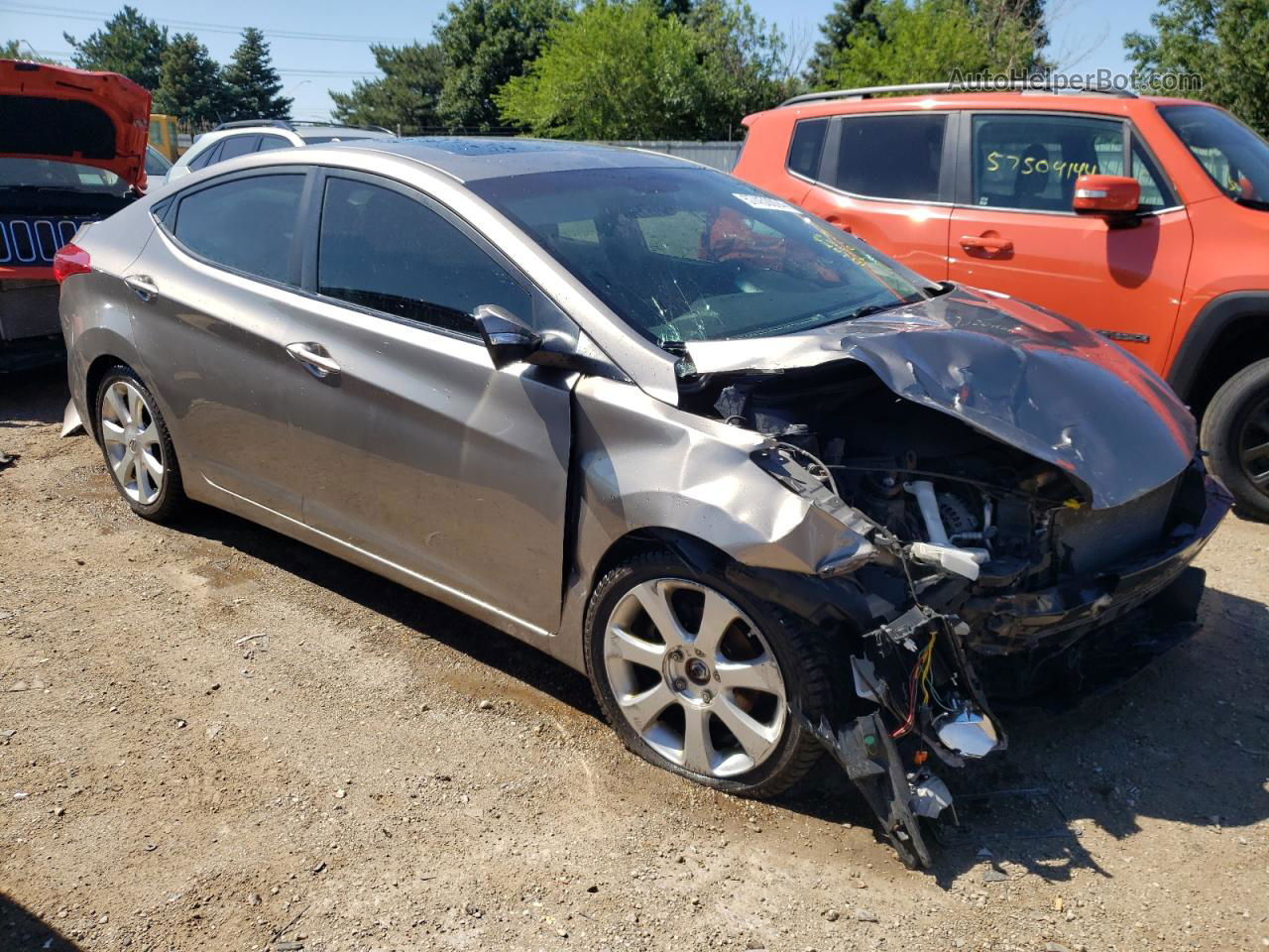 2012 Hyundai Elantra Gls Gray vin: 5NPDH4AE8CH090467