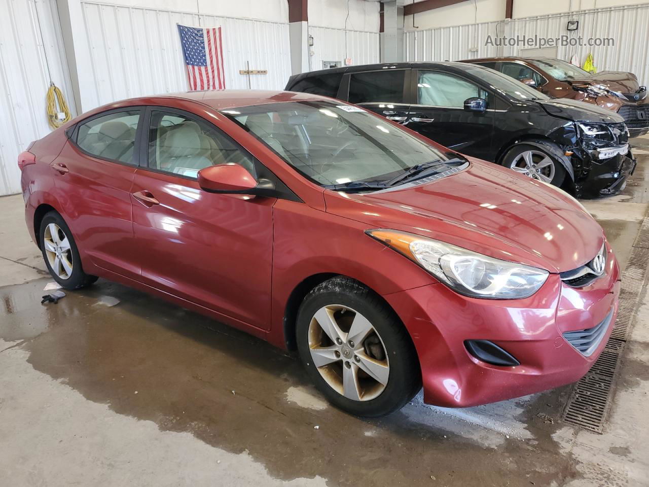 2013 Hyundai Elantra Gls Red vin: 5NPDH4AE8DH365501