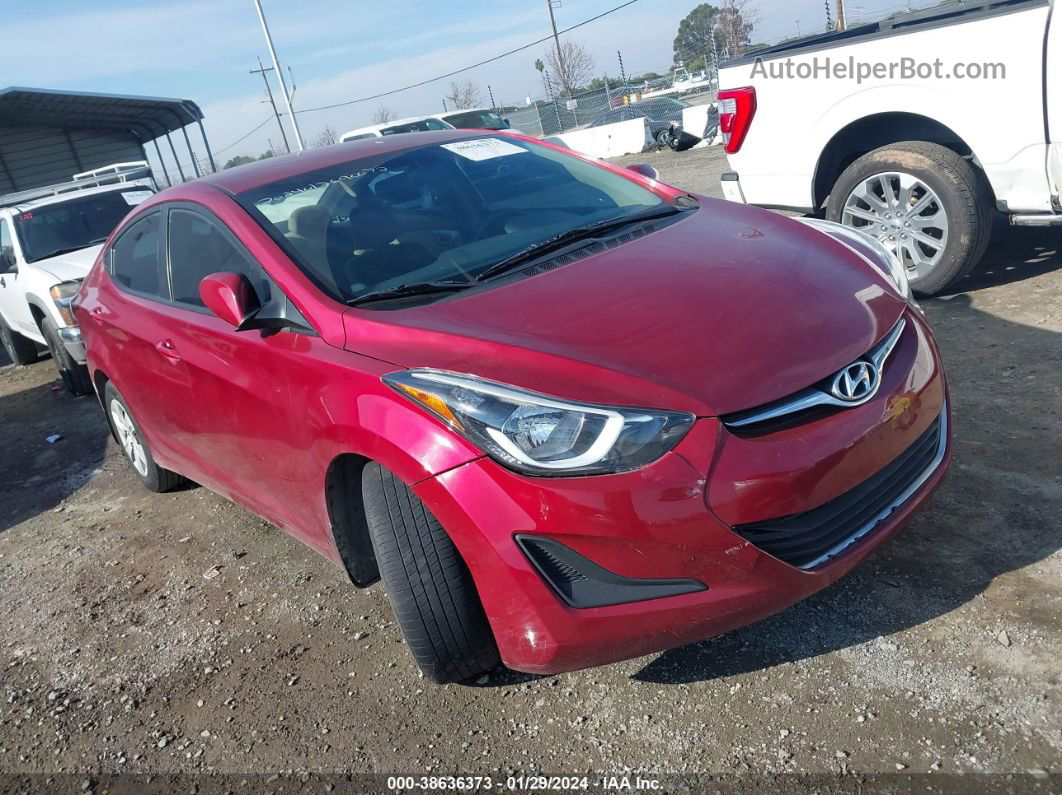 2016 Hyundai Elantra Se Red vin: 5NPDH4AE8GH772710