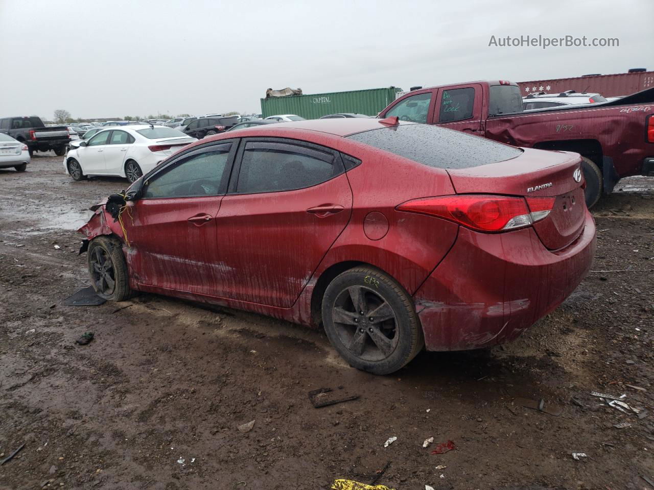 2013 Hyundai Elantra Gls Red vin: 5NPDH4AE9DH274401