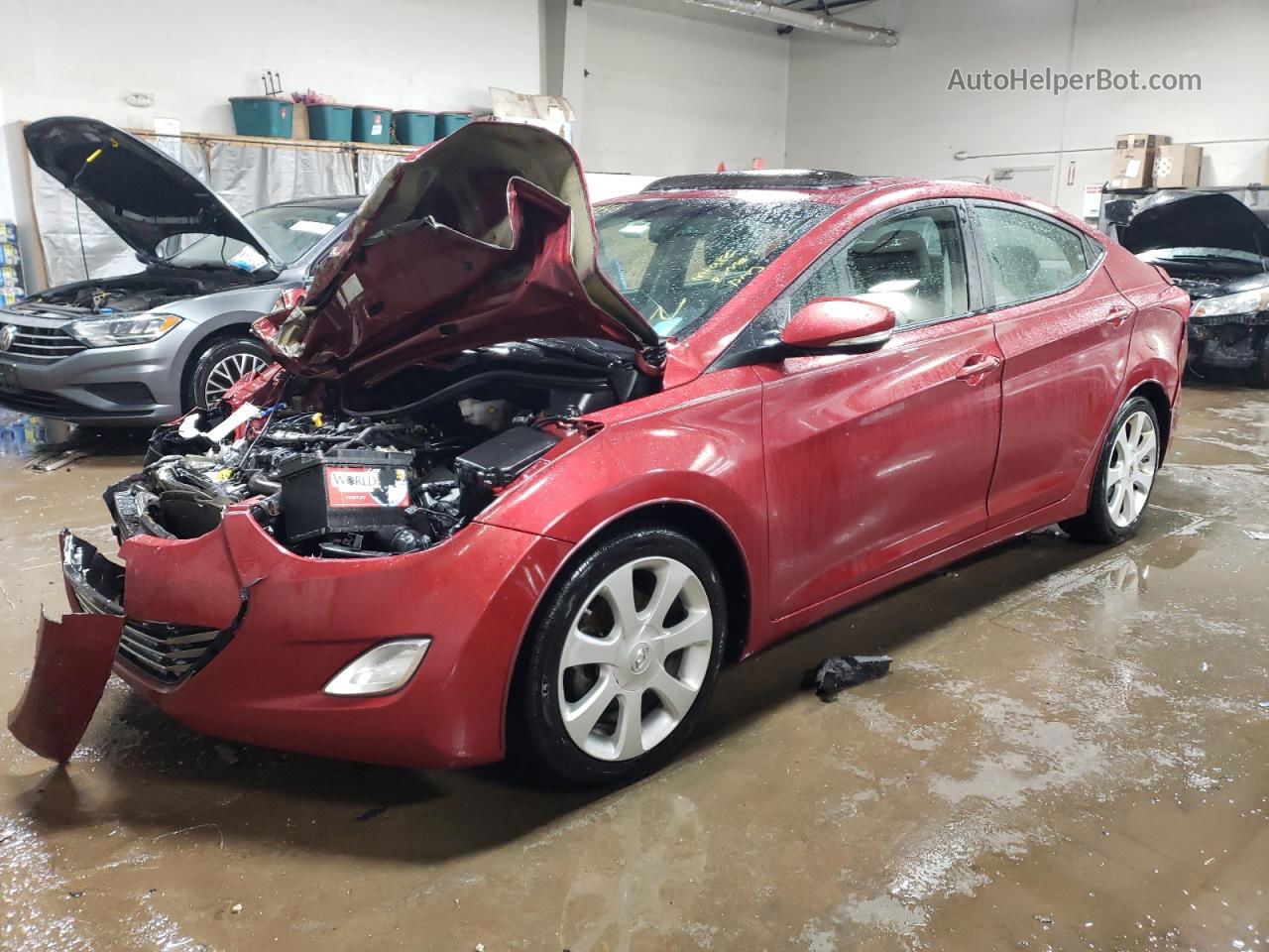 2013 Hyundai Elantra Gls Red vin: 5NPDH4AE9DH284152