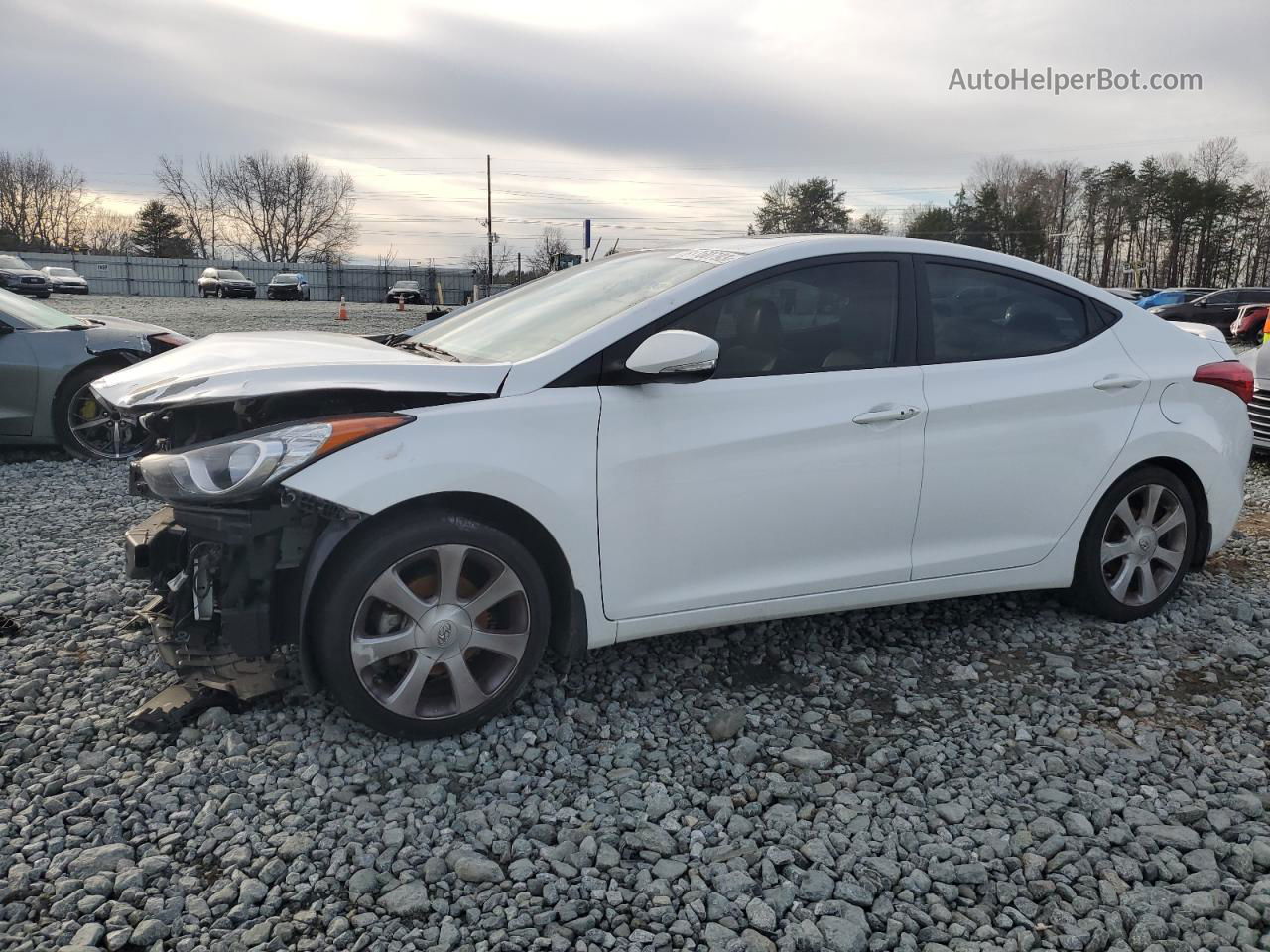 2013 Hyundai Elantra Gls White vin: 5NPDH4AE9DH398376
