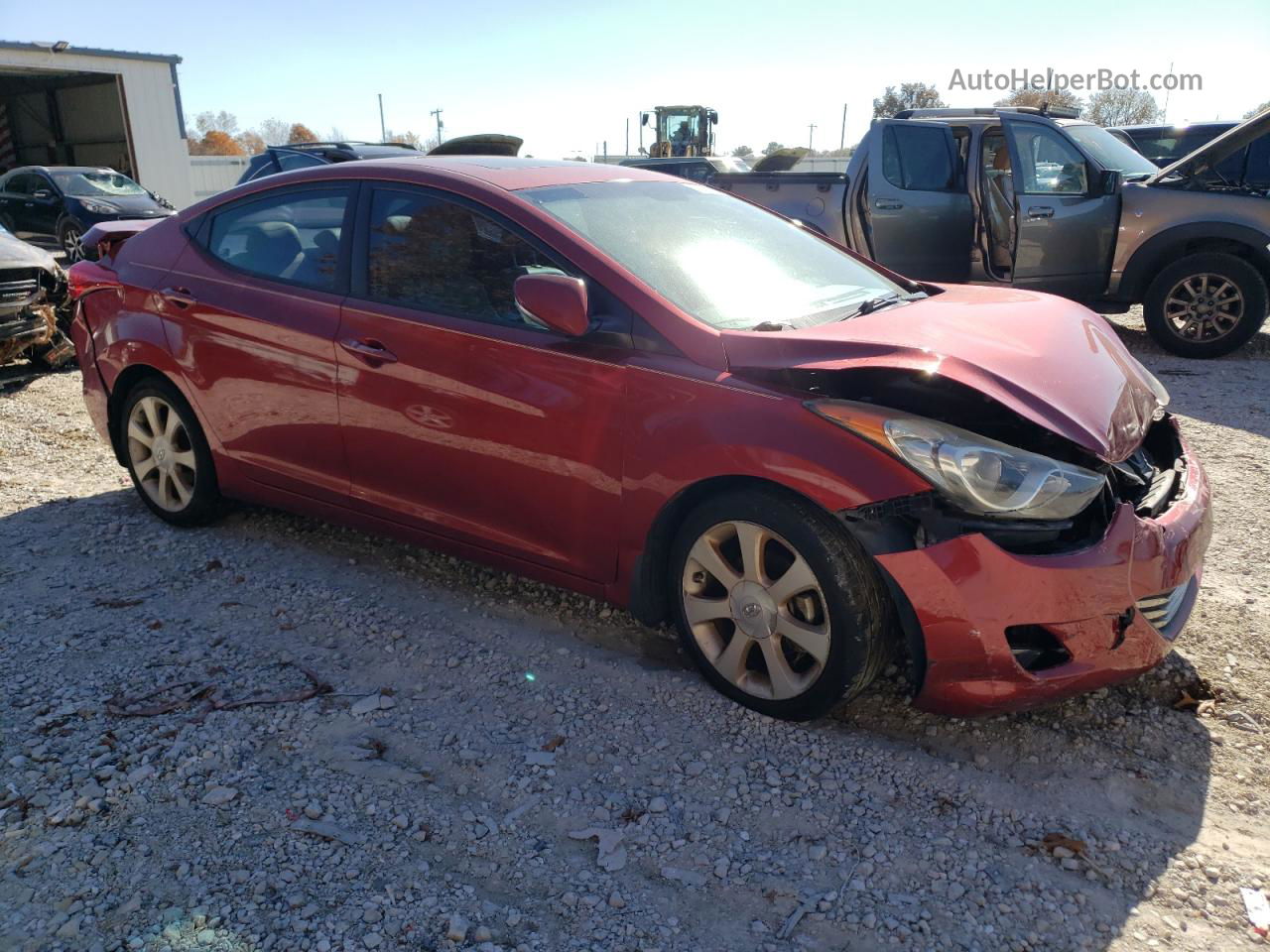 2013 Hyundai Elantra Gls Red vin: 5NPDH4AEXDH250897