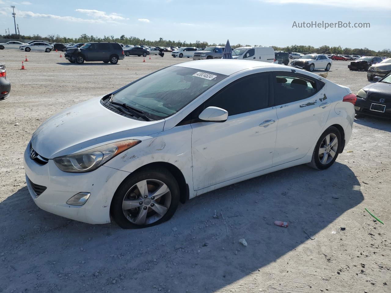 2013 Hyundai Elantra Gls White vin: 5NPDH4AEXDH351499