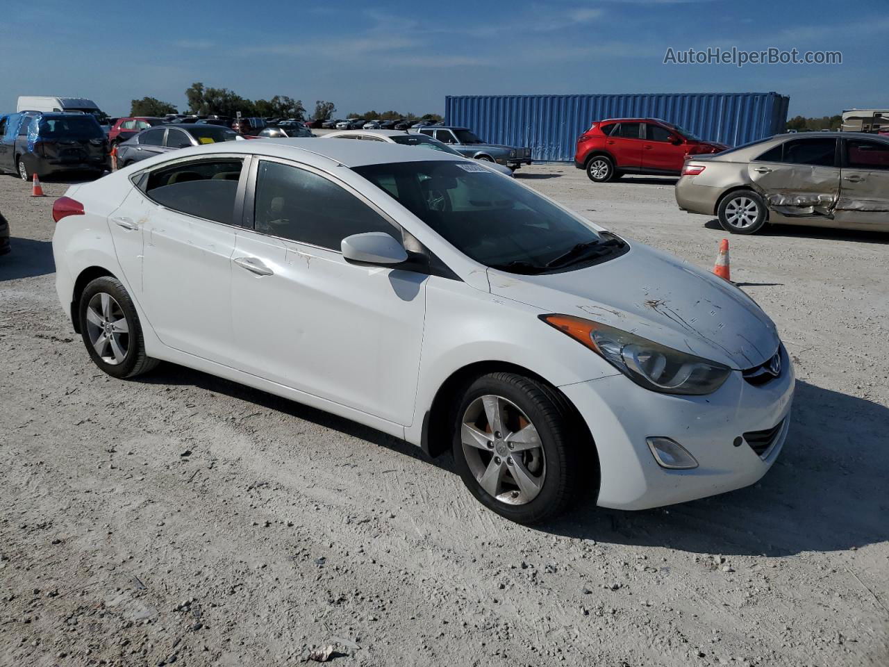 2013 Hyundai Elantra Gls White vin: 5NPDH4AEXDH351499