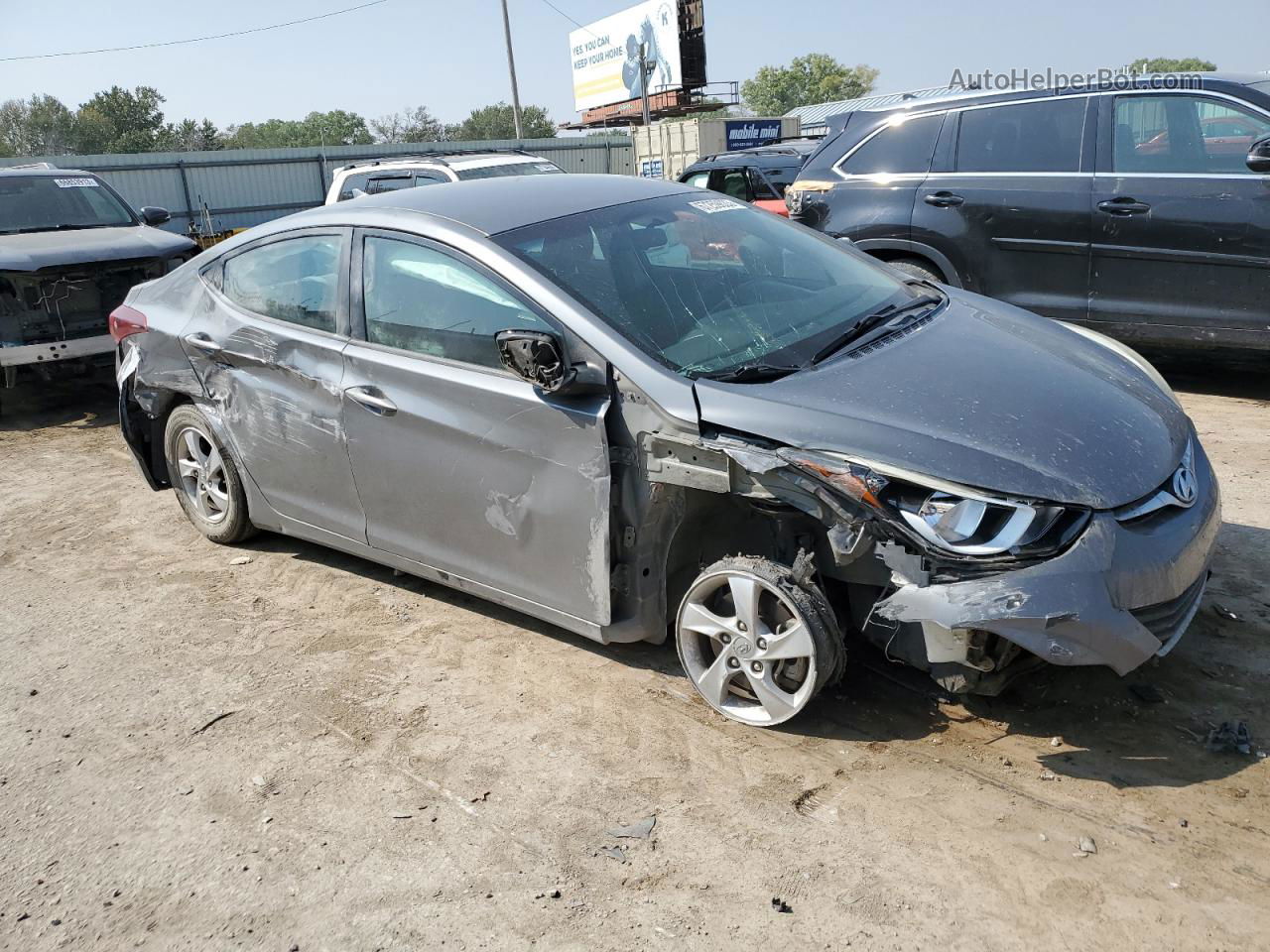 2014 Hyundai Elantra Se Gray vin: 5NPDH4AEXEH524620